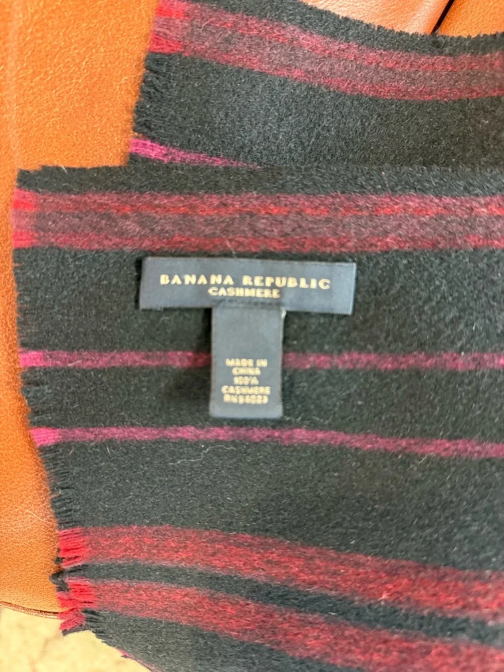 Banana Republic Striped Cashmere’s Scarf in Black and Deep Red